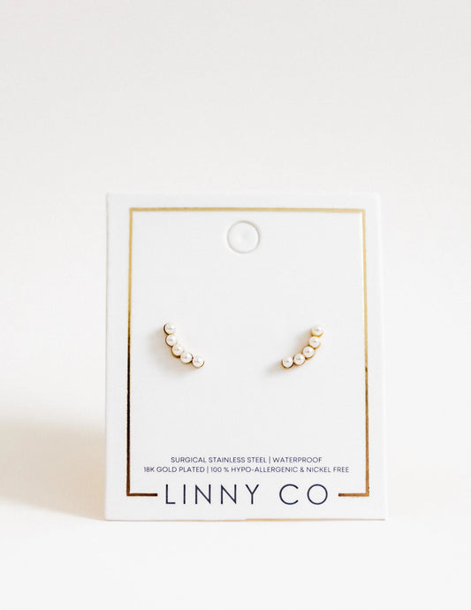 BOUTIQUE LINNY CO SCREWBACK STUD EARRINGS - ABIGAIL PEARL 2