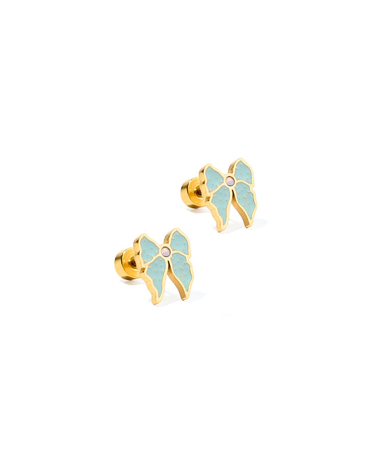 BOUTIQUE LINNY CO SCREWBACK STUD EARRINGS - FINLEY BOW 2