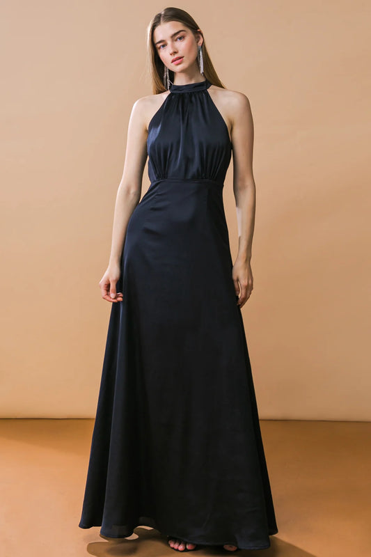 BOUTIQUE LOOKBOOK FAVORITE WOVEN MAXI DRESS BLACK FRONT