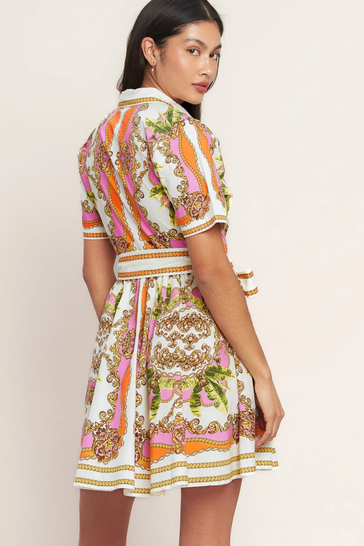 BRITIQUE LOVE AT FIRST SIGHT WOVEN MINI SHIRT DRESS BACK