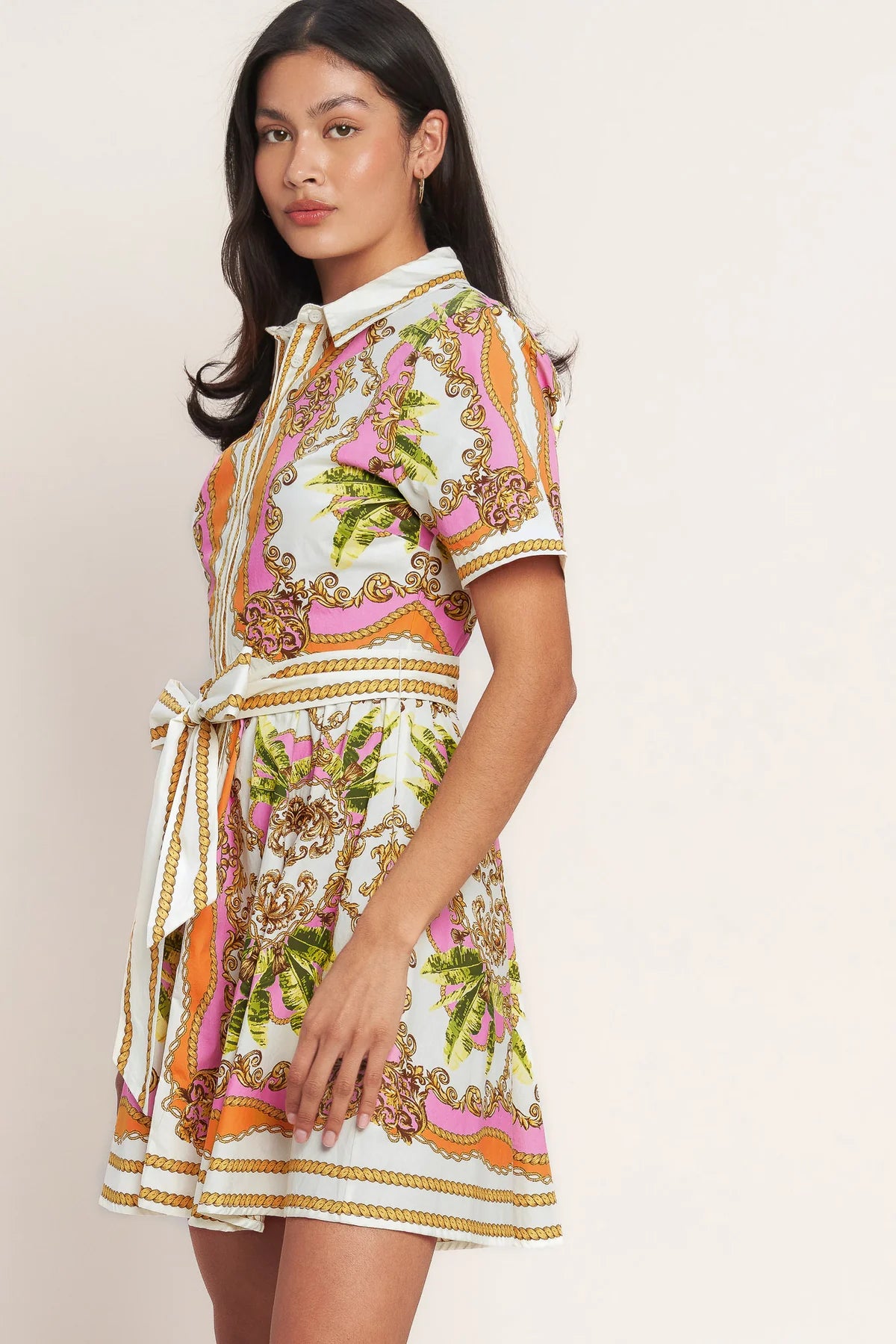 BRITIQUE LOVE AT FIRST SIGHT WOVEN MINI SHIRT DRESS SIDE