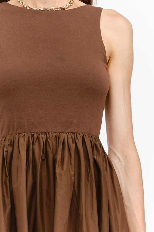 BOUTIQUE LYON MIDI DRESS BROWN FRONT 2