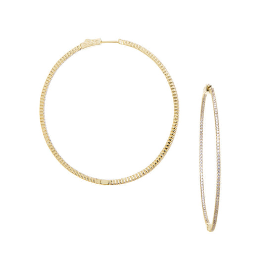 BOUTIQUE MARLYN SCHIFF 65MM HALF CZ HOOP GOLD
