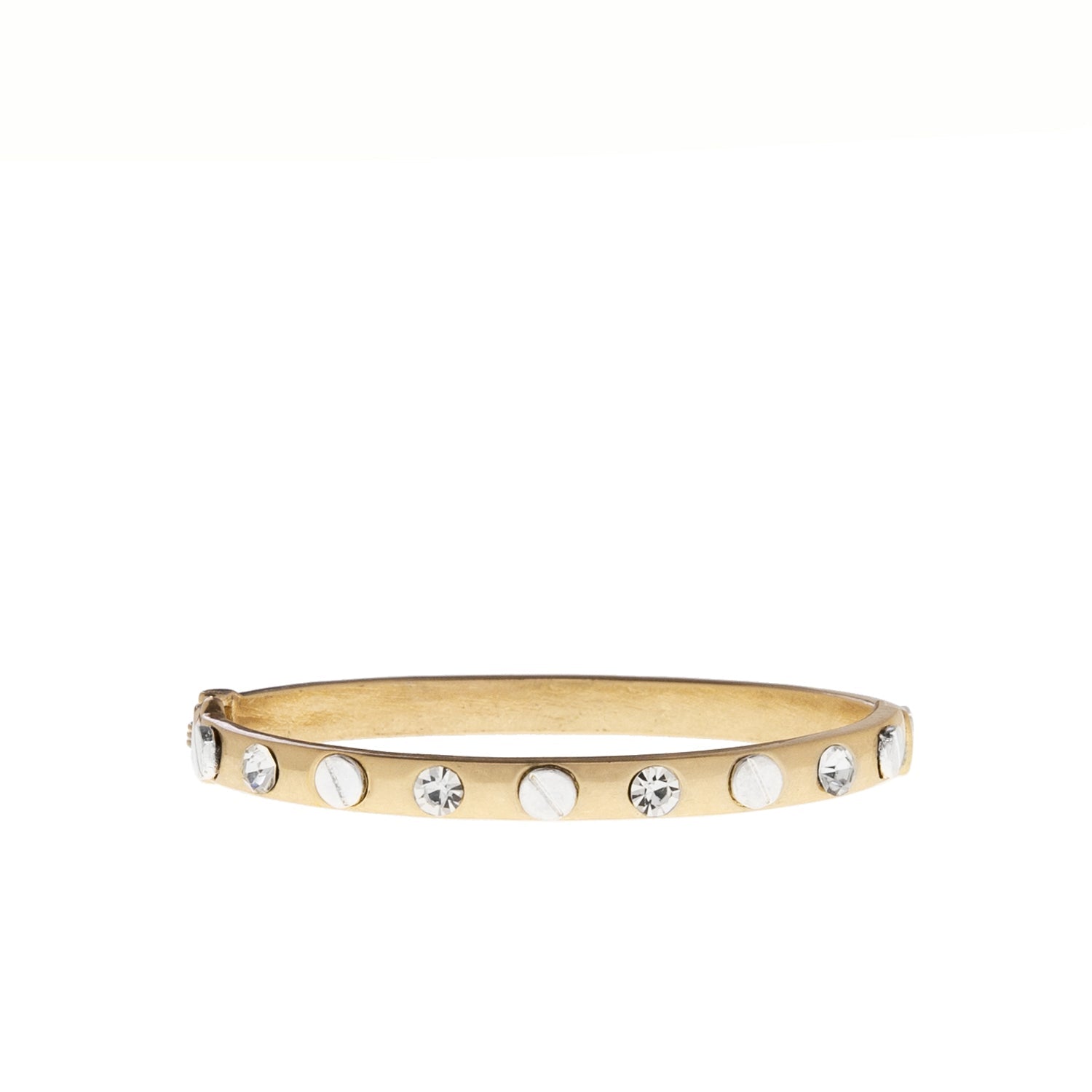 BOUTIQUE MARLYN SCHIFF NAILHEAD GEMSTONE BANGLE MATTE GOLD