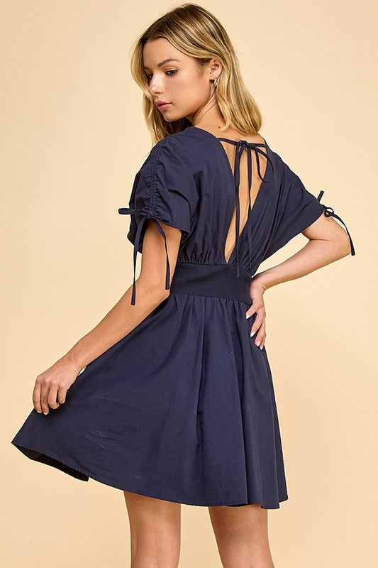 BOUTIQUE MIDNIGHT TIDE MINI DRESS NAVY SIDE
