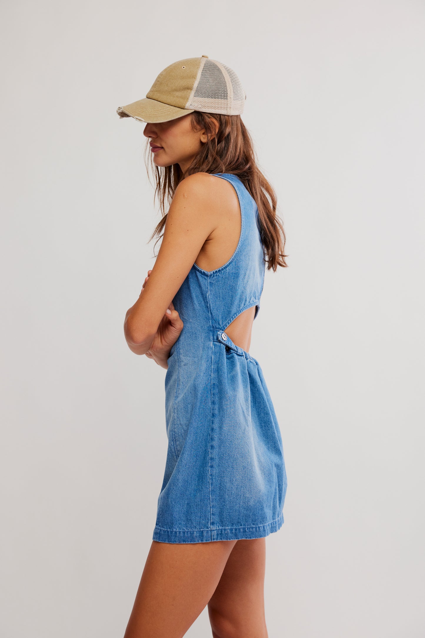 free people atlas denim mini dress Free People Atlas Denim Mini Dress in Blue Fade