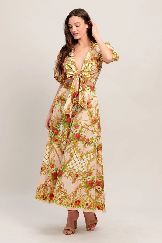 BOUTIQUE PALACE ROSE STATEMENT WOVEN CIRCLE MIDI SKIRT FRONT 2