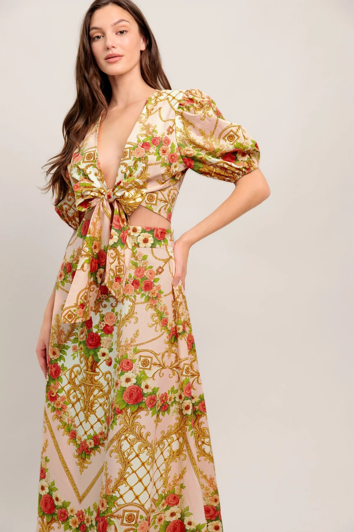 BOUTIQUE PALACE ROSE STATEMENT WOVEN CIRCLE MIDI SKIRT FRONT 3