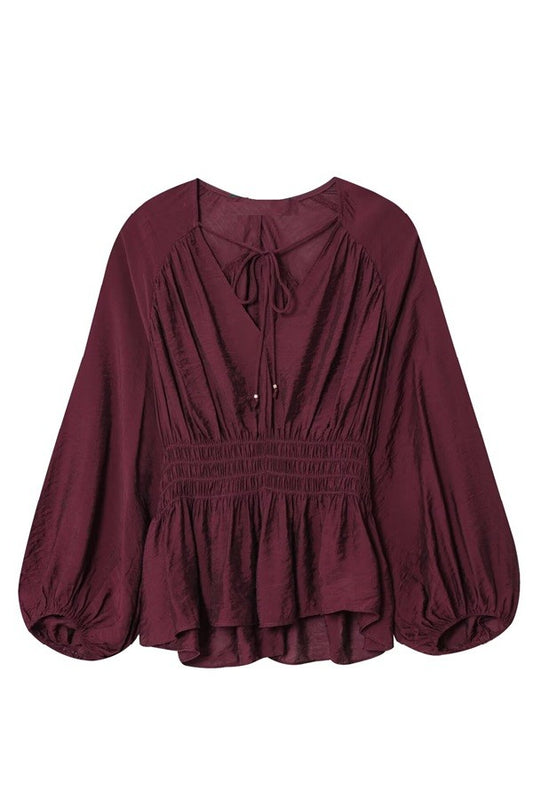 BOUTIQUE PLUMBERRY BABYDOLL BLOUSE FRONT