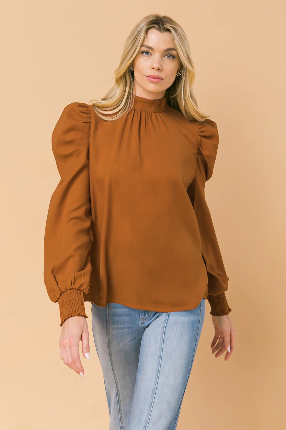 BOUTIQUE SET YOURSELF FREE BLOUSE RUST FRONT