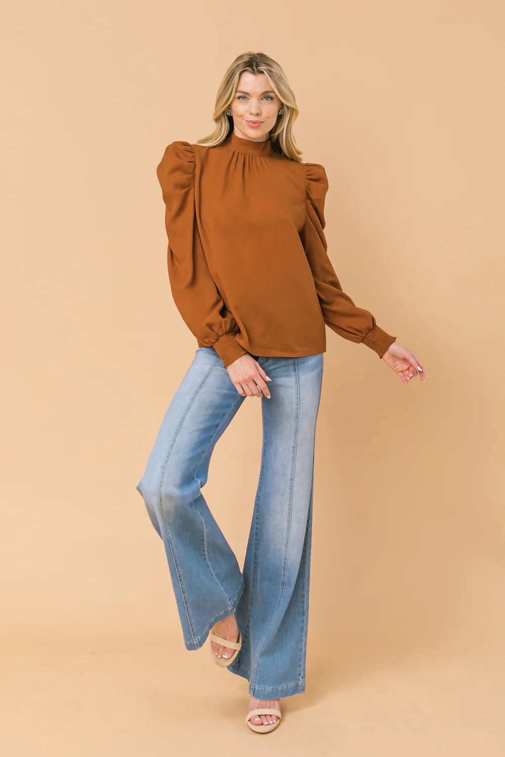 BOUTIQUE SET YOURSELF FREE BLOUSE RUST FRONT 2