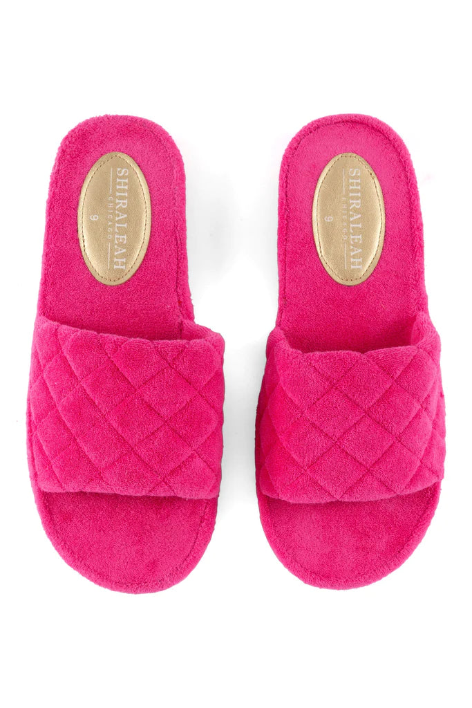 BOUTIQUE SHIRALEAH SOL TERRYCLOTH POOL SLIDES FUCHSIA PINK 4