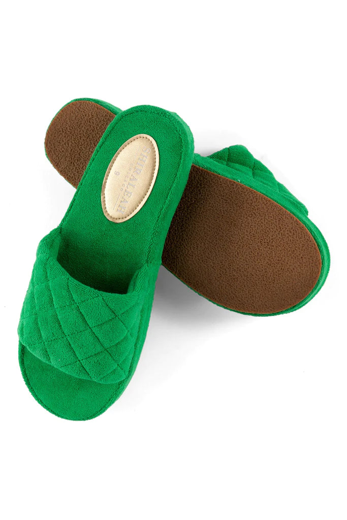 BOUTIQUE SHIRALEAH SOL TERRYCLOTH POOL SLIDES GREEN 3