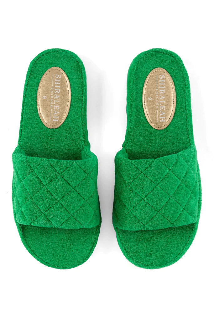 BOUTIQUE SHIRALEAH SOL TERRYCLOTH POOL SLIDES GREEN 4