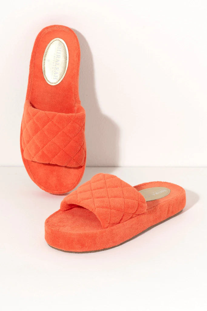 BOUTIQUE SHIRALEAH SOL TERRYCLOTH POOL SLIDES ORANGE 3