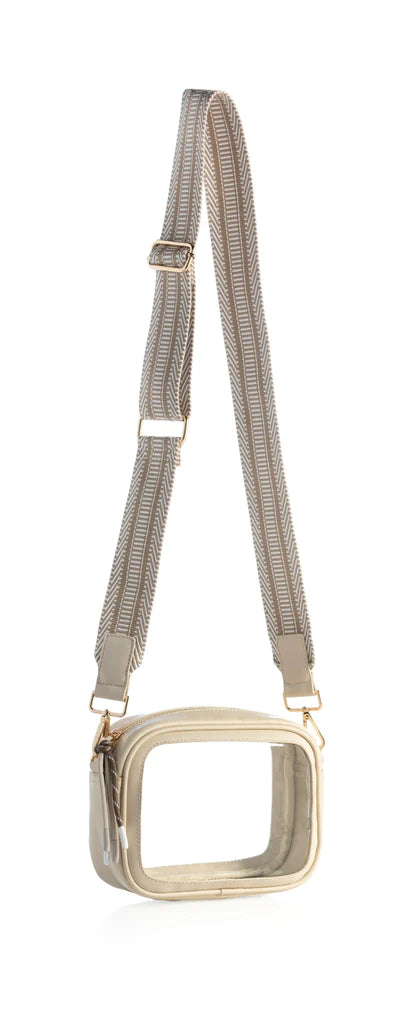 BOUTIQUE SHIRALEAH SPECTATOR CLEAR CROSSBODY PURSE IVORY 2