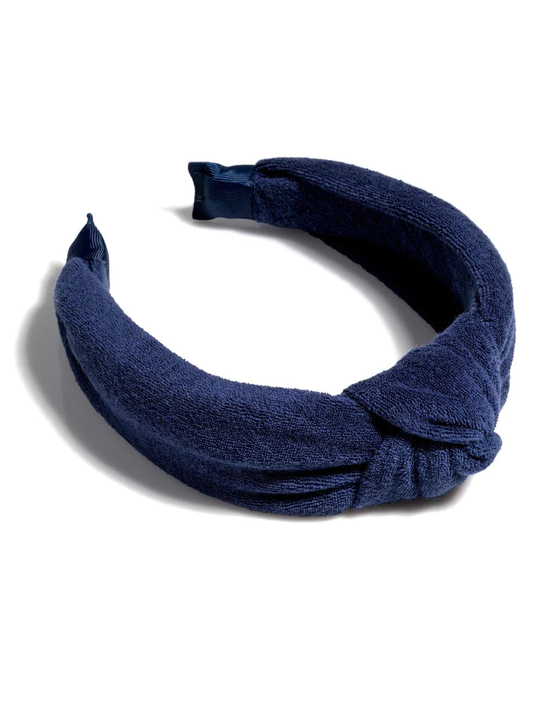 BOUTIQUE SHIRALEAH TERRY KNOTED HEADBAND NAVY BLUE
