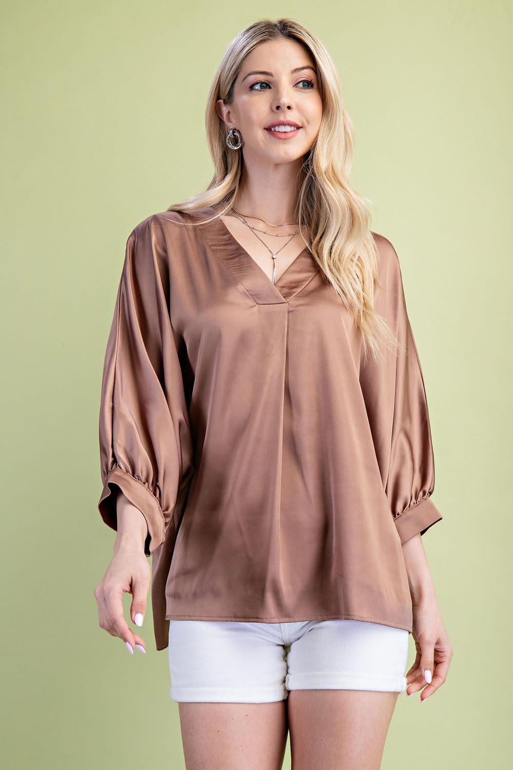 BOUTIQUE SILKY MUSE TOP COFFEE FRONT 5