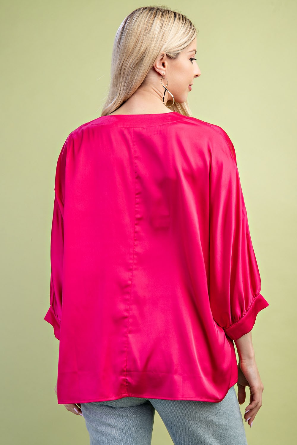 BOUTIQUE SILKY MUSE TOP FUCHSIA BACK