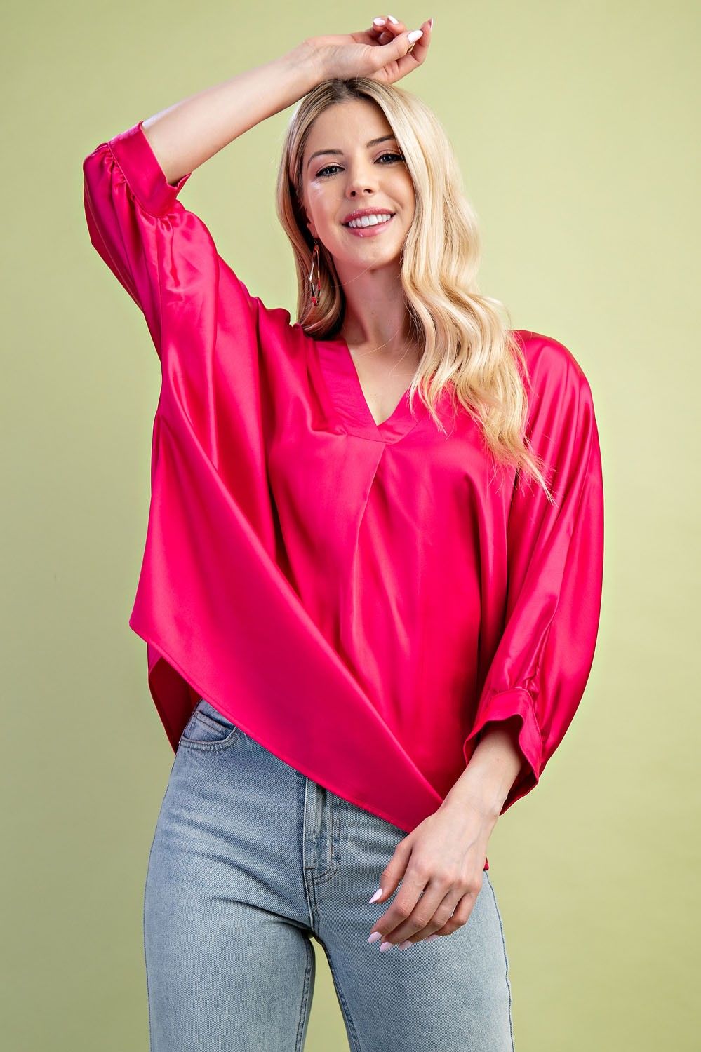 BOUTIQUE SILKY MUSE TOP FUCHSIA FRONT 2