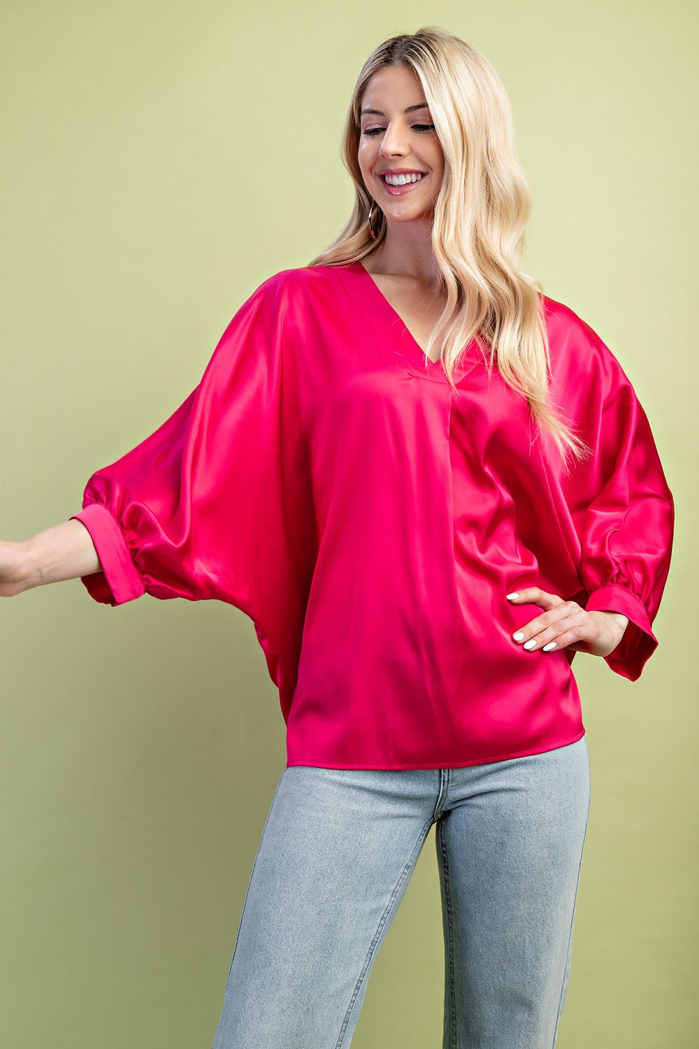 BOUTIQUE SILKY MUSE TOP FUCHSIA FRONT 3
