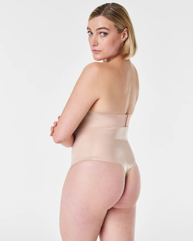 BOUTIQUE SPANXSHAPE™ INVISIBLE HIGH WAISTED THONG CHAMPAGNE BEIGE BACK