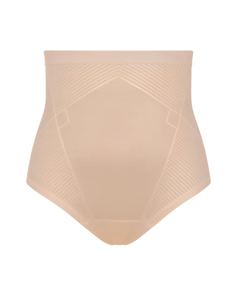 BOUTIQUE SPANXSHAPE™ INVISIBLE HIGH WAISTED THONG CHAMPAGNE BEIGE FRONT
