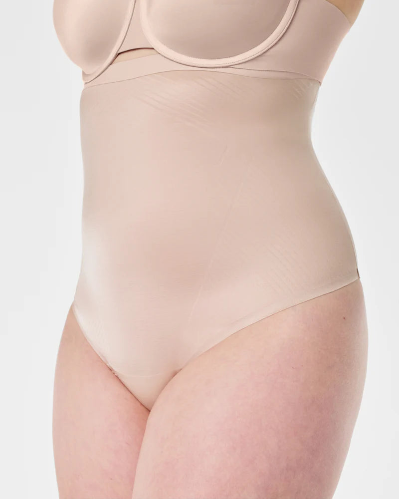 BOUTIQUE SPANXSHAPE™ INVISIBLE HIGH WAISTED THONG CHAMPAGNE BEIGE FRONT 2
