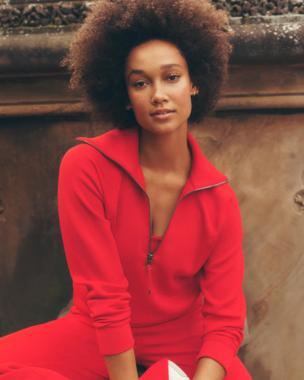 BOUTIQUE SPANX AIRESSENTAILS HALF ZIP SPANX RED FRONT