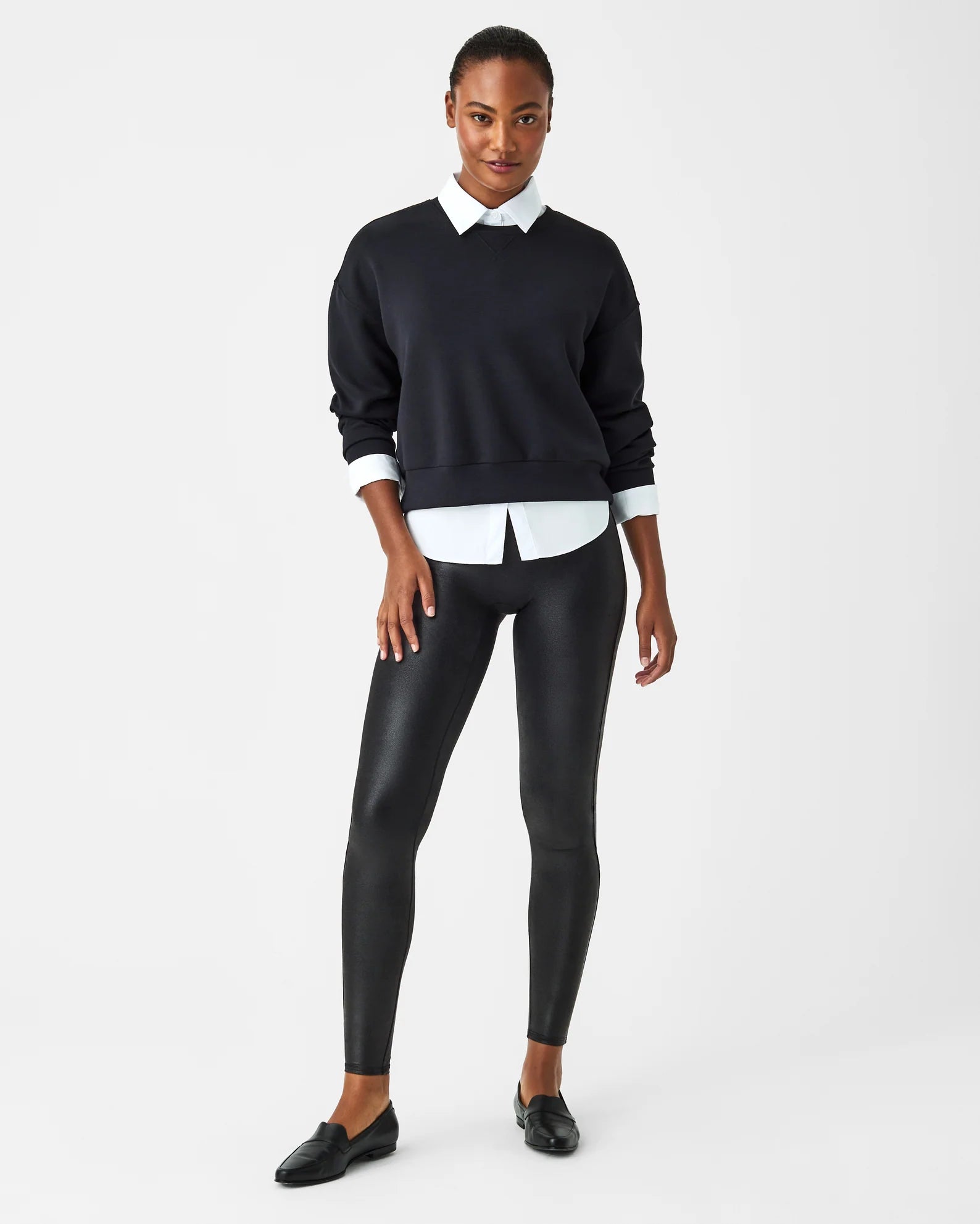 BOUTIQUE SPANX AIRESSENTIALS CREWNECK VERY BLACK FRONT 3