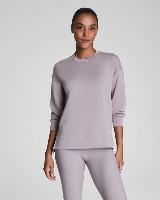 BOUTIQUE SPANX AIRESSENTIALS LONGSLEEVE CREW COASTAL FOG FRONT