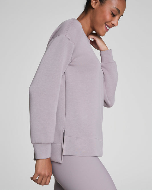 BOUTIQUE SPANX AIRESSENTIALS LONGSLEEVE CREW COASTAL FOG SIDE