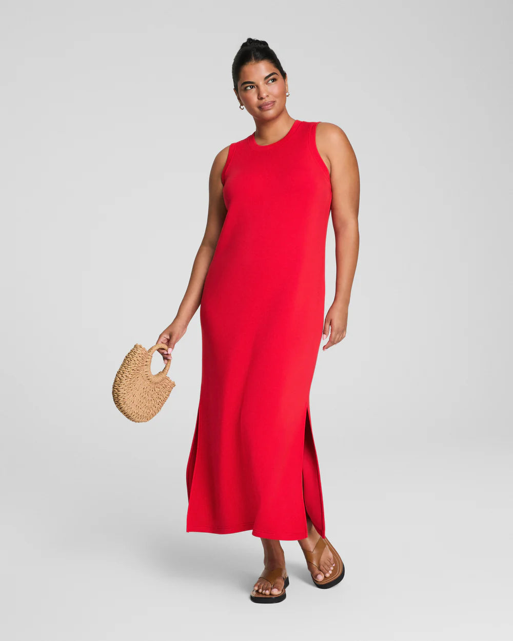 spanx maxi dress Women's AirEssentials Tank in Red Size M springvibe Midi Dress Black Christmas High Neck Maxi Tank Size:S14.5 32