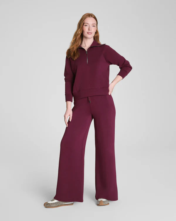 BOUTIQUE SPANX AIRESSENTIALS WIDE LEG PANT PLUM BERRY FRONT