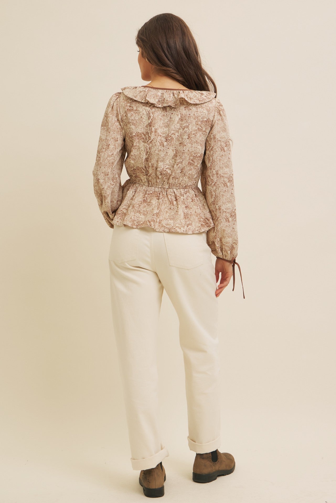 BOUTIQUE TOILE BABYDOLL BLOUSE CHOCOLATE BACK