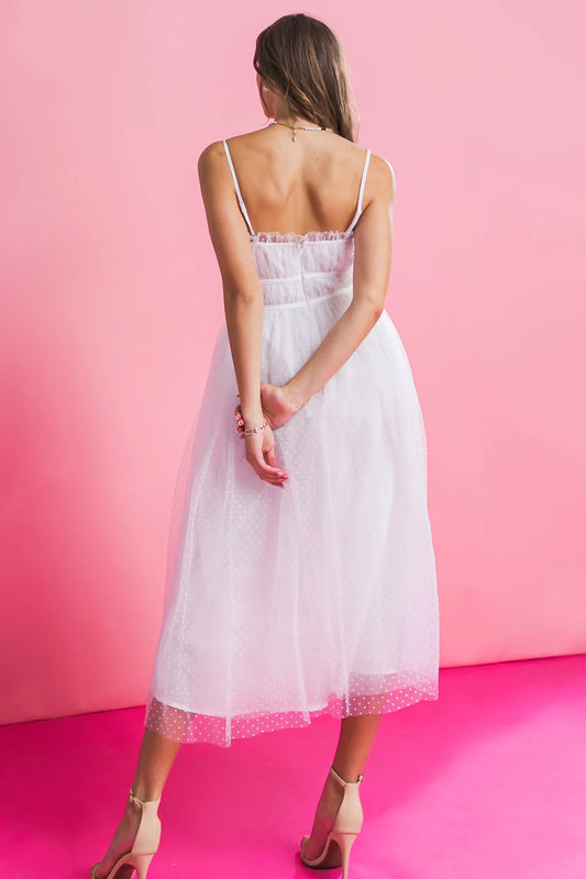 BOUTIQUE WON YOUR HEART TULLE MIDI DRESS WHITE BACK