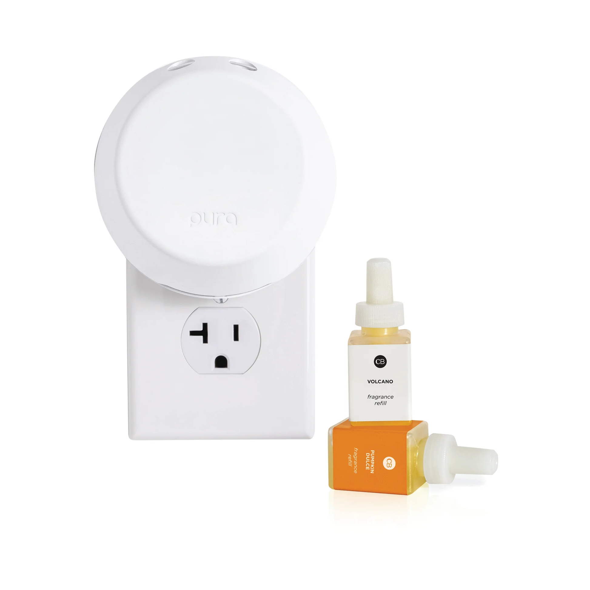 White night light and Volcano brand diffuser on a white background