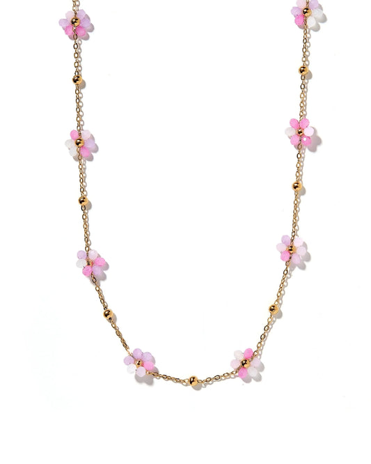 LINNY CO Gold Flower Pink Pearl Gracie Necklace