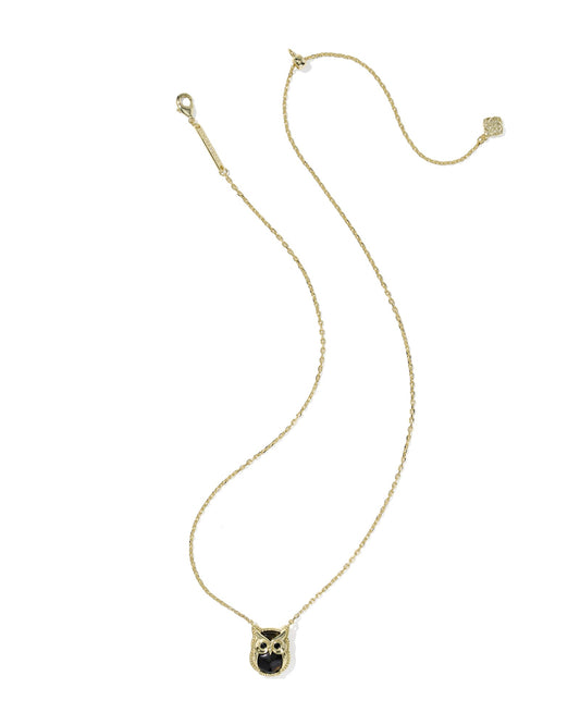 Gold necklace with a pendant on a white background