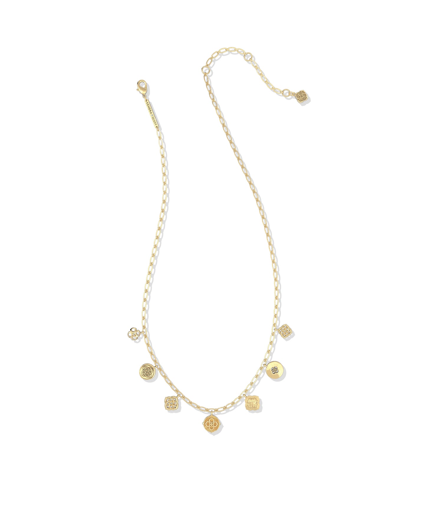 Gold chain necklace with charms 