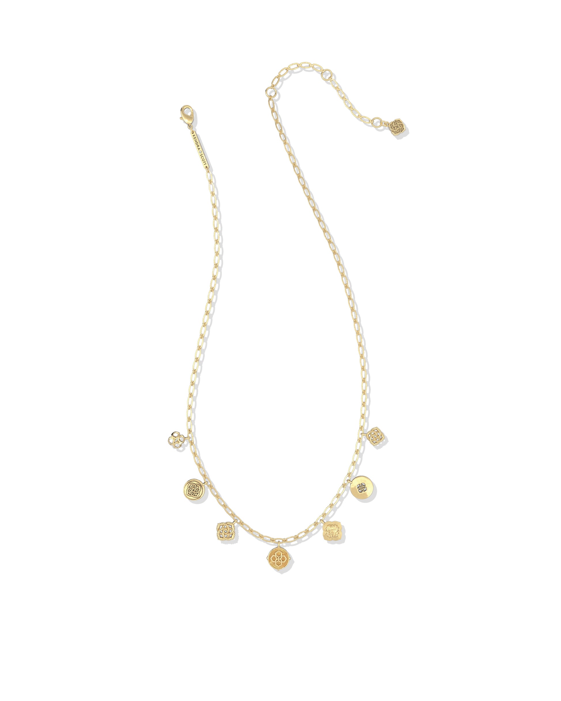 Gold chain necklace with charms 