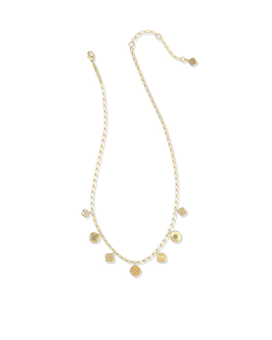 Gold chain necklace with charms 