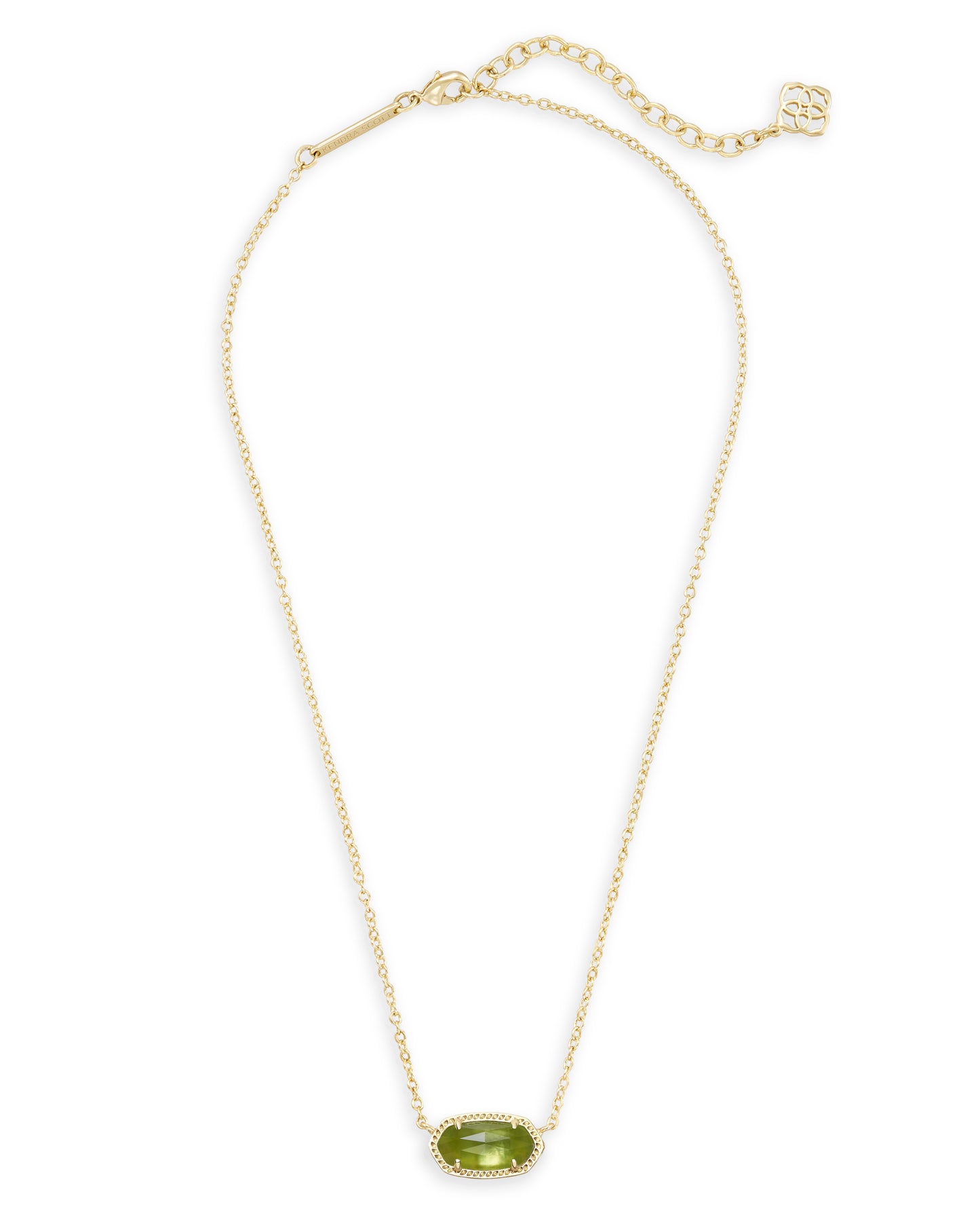 KENDRA SCOTT Elisa Gold Short Pendant Necklace in Peridot Illusion