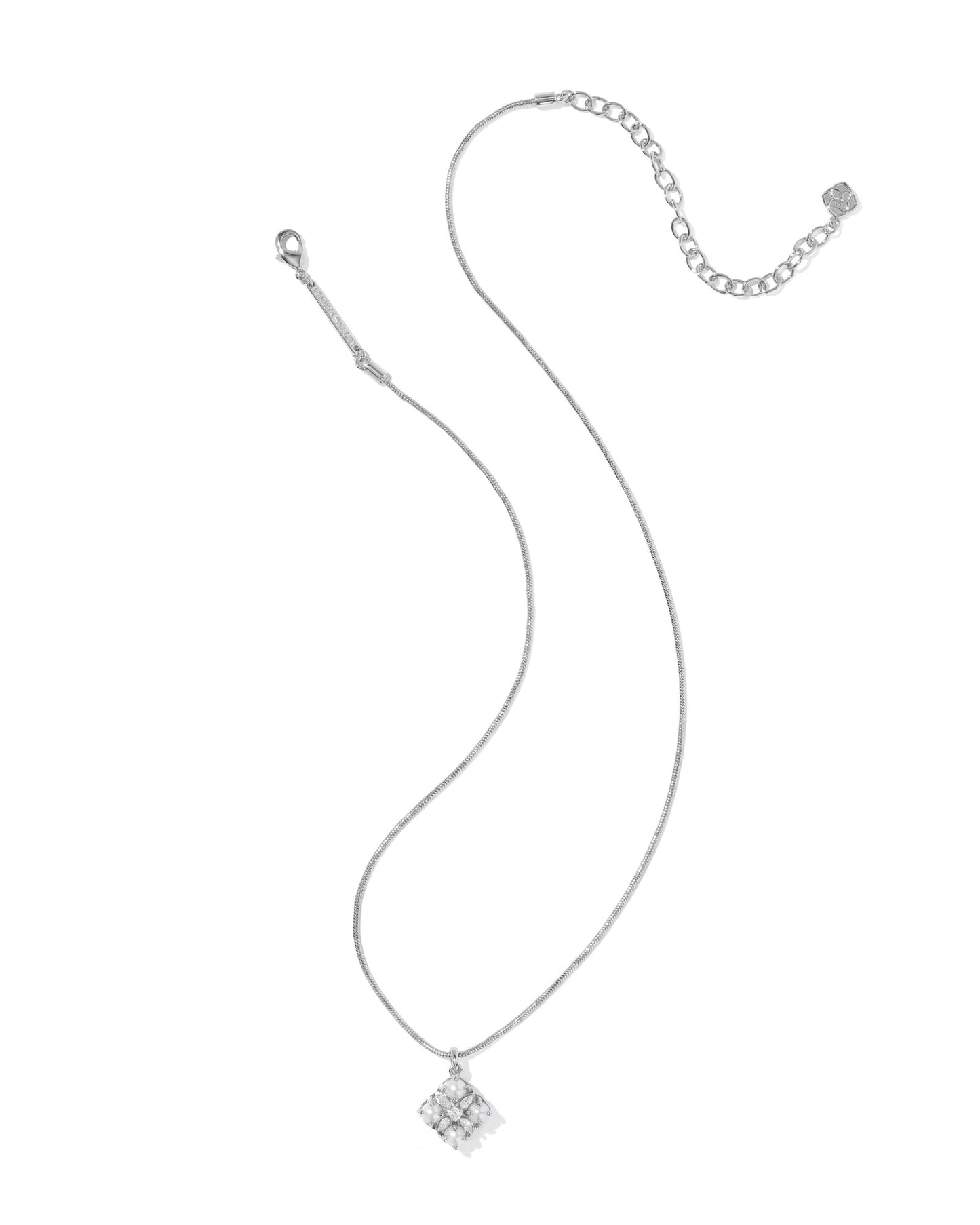 silver necklace with pearl pendant including clasps