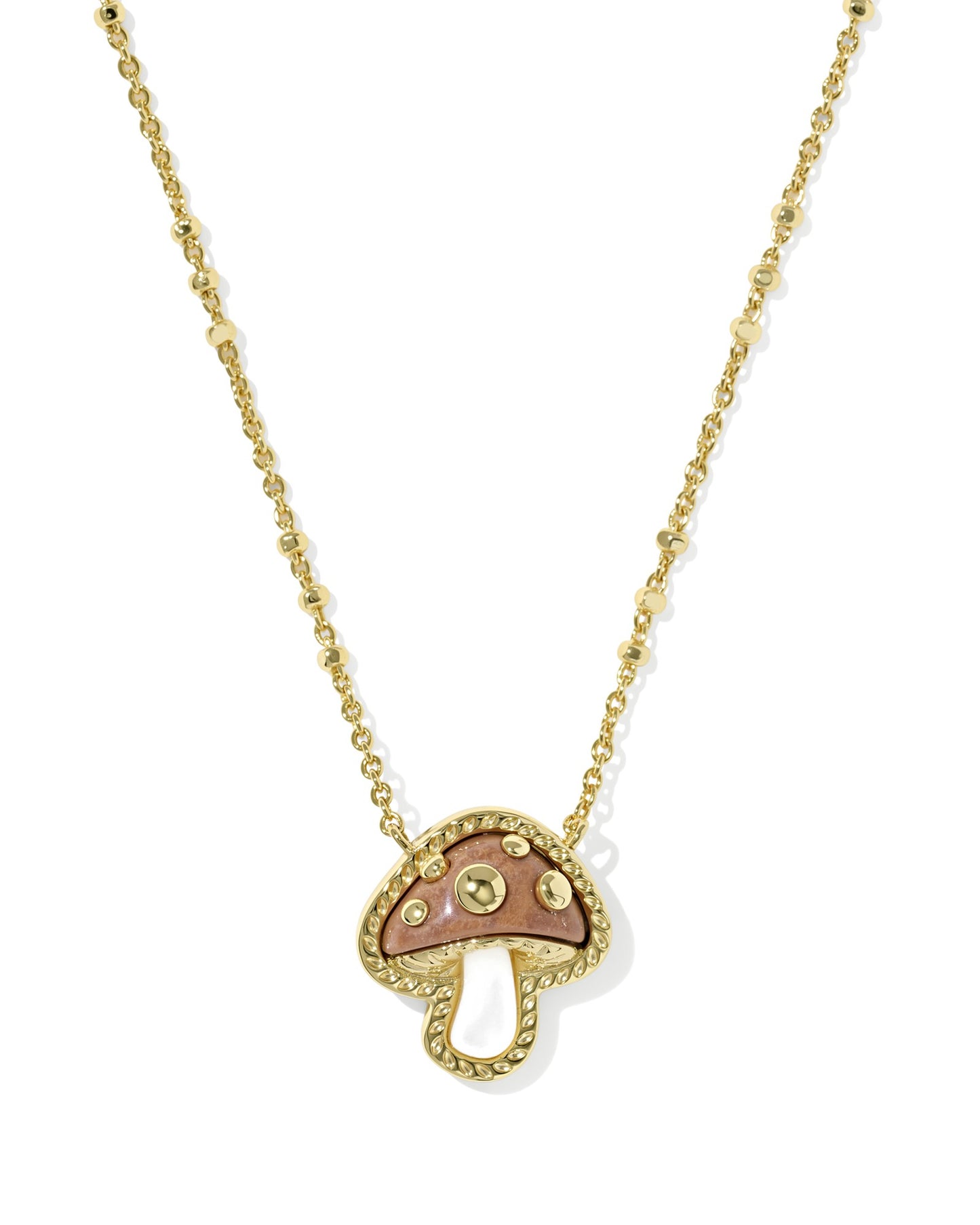 KENDRA SCOTT Mushroom Gold Short Pendant Necklace in Brown Mix