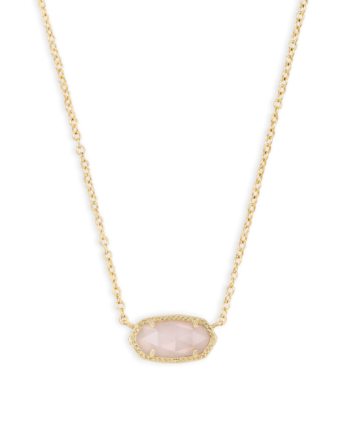 KENDRA SCOTT Elisa Gold Short Pendant Necklace in Rose Quartz