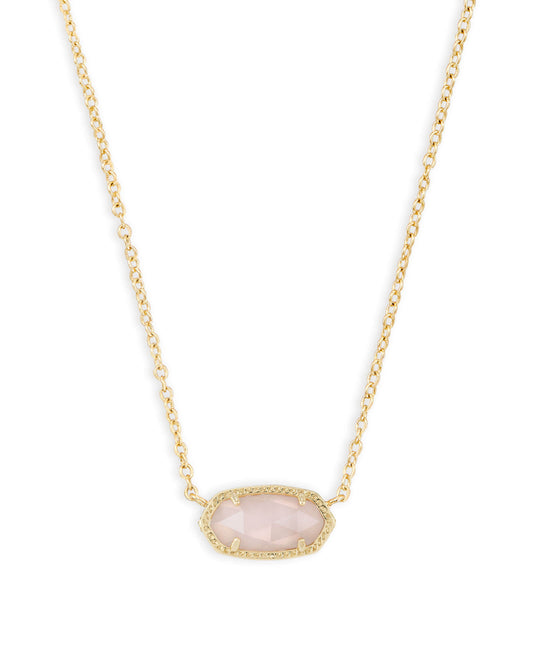 KENDRA SCOTT Elisa Gold Short Pendant Necklace in Rose Quartz