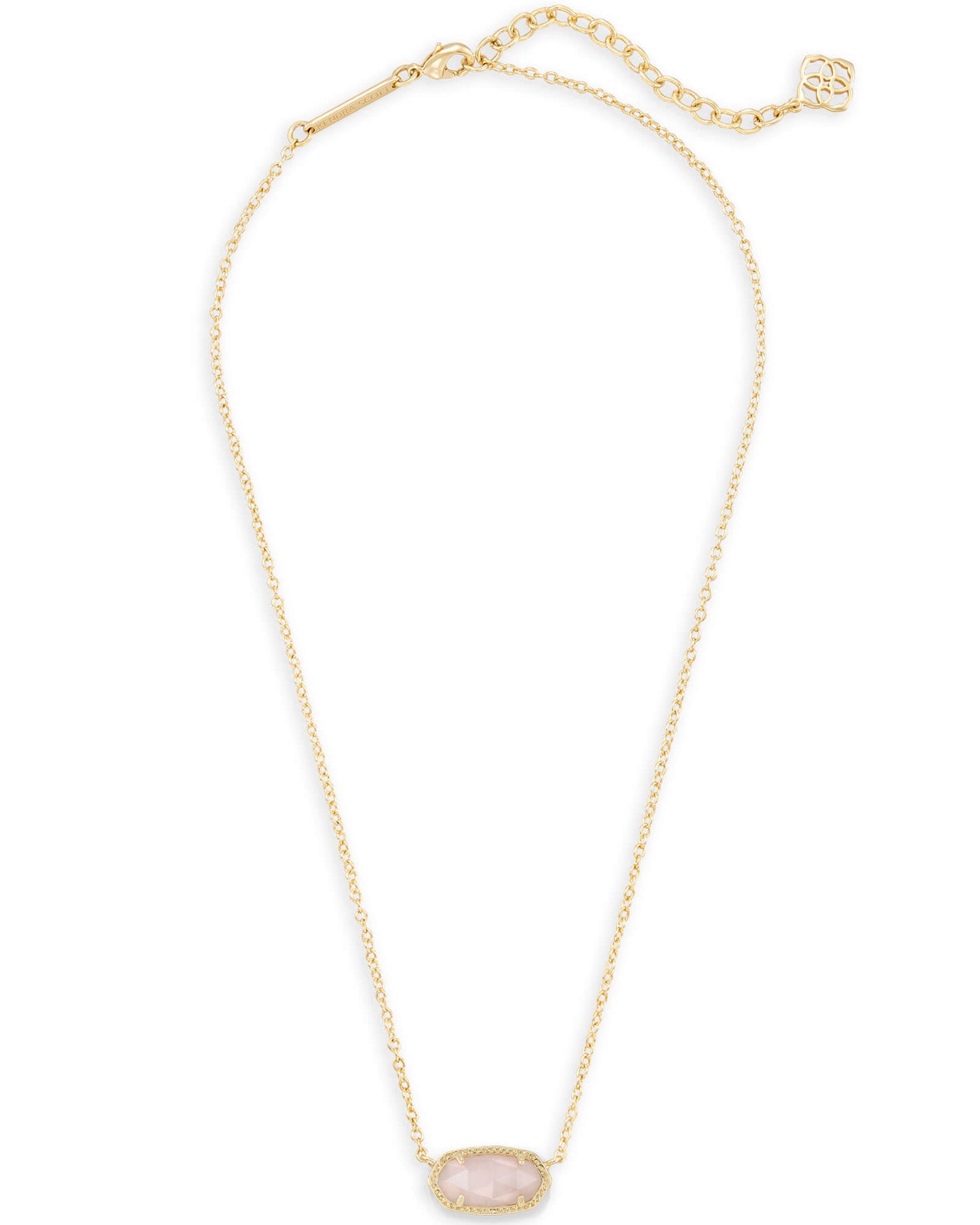 KENDRA SCOTT Elisa Gold Short Pendant Necklace in Rose Quartz