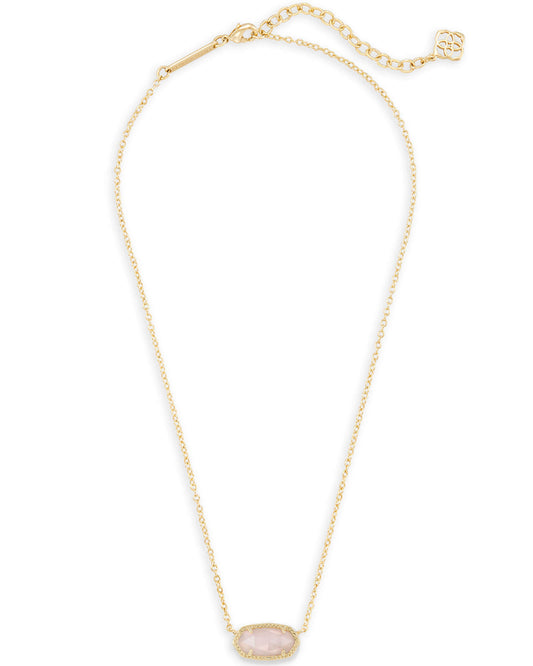 KENDRA SCOTT Elisa Gold Short Pendant Necklace in Rose Quartz