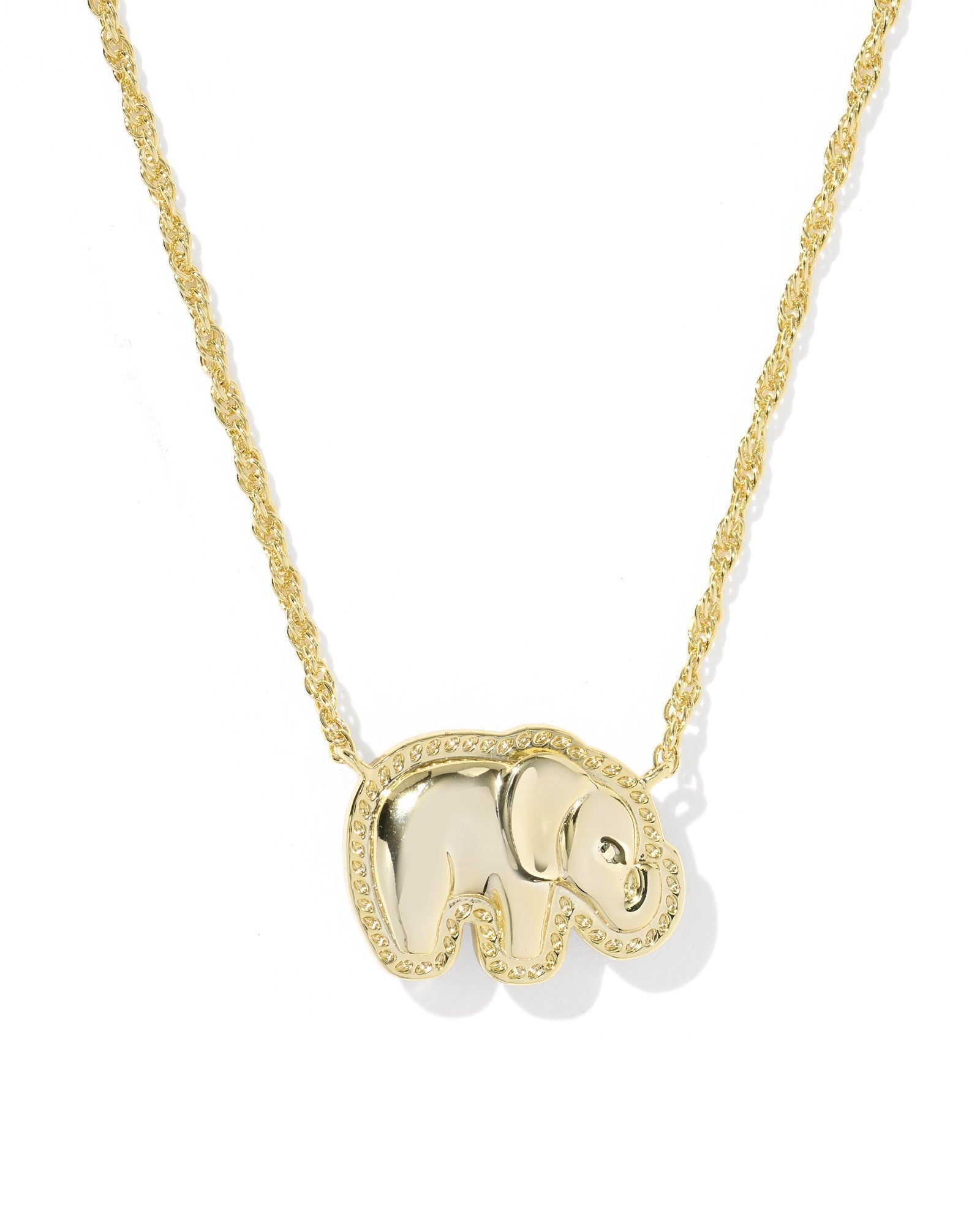 elephant gold pendant necklace close up 